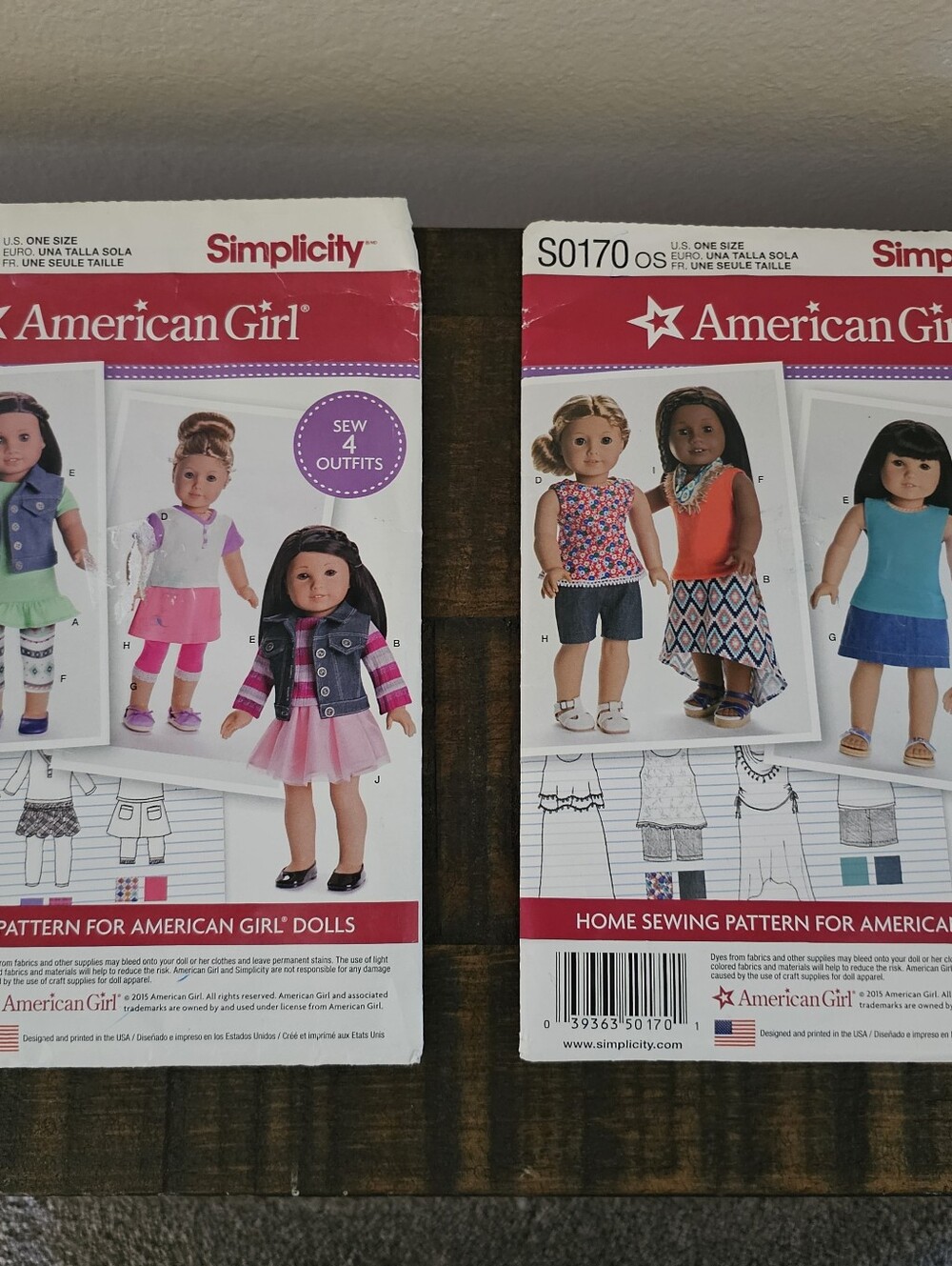 2015 Simplicity American Girl Doll Clothes S0173 S0170 Sewing Patterns Lot VTG